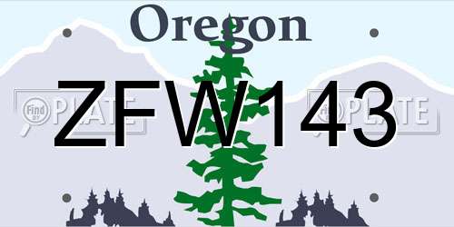 ZFW143 Oregon License Plate