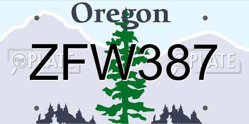 ZFW387 Oregon License Plate