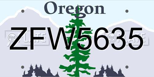 ZFW5635 Oregon License Plate