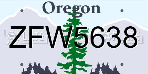 ZFW5638 Oregon License Plate