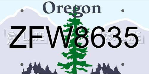 ZFW8635 Oregon License Plate