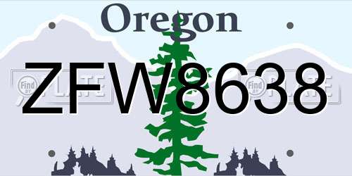 ZFW8638 Oregon License Plate