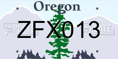 ZFX013 Oregon License Plate