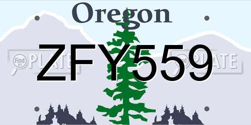 ZFY559 Oregon License Plate