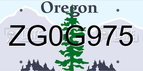 ZG0G975 Oregon License Plate