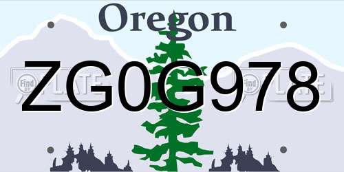 ZG0G978 Oregon License Plate