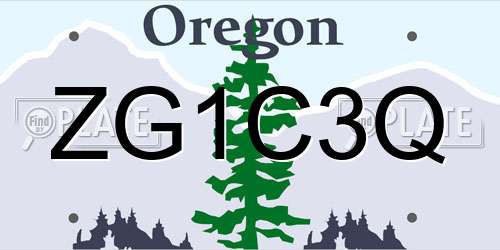 ZG1C3Q Oregon License Plate