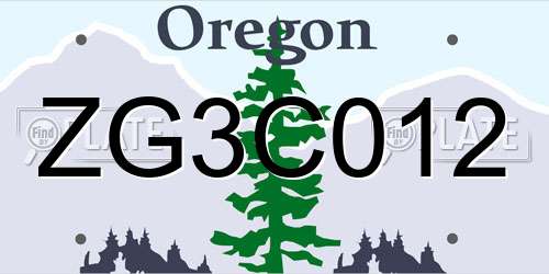ZG3C012 Oregon License Plate