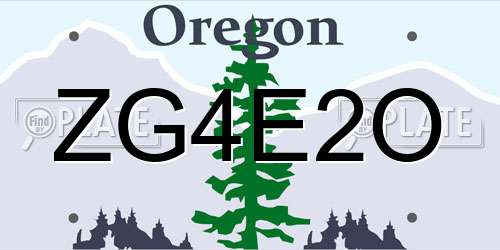 ZG4E2O Oregon License Plate