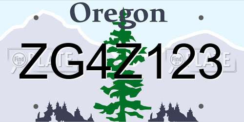 ZG4Z123 Oregon License Plate