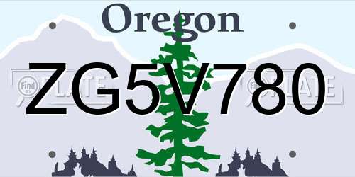 ZG5V780 Oregon License Plate