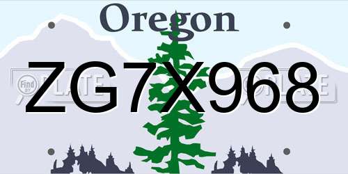 ZG7X968 Oregon License Plate