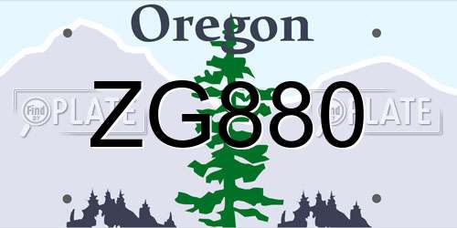 ZG880 Oregon License Plate