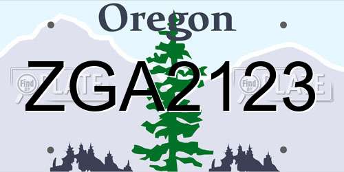 ZGA2123 Oregon License Plate