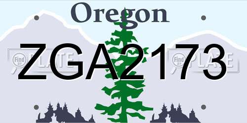 ZGA2173 Oregon License Plate