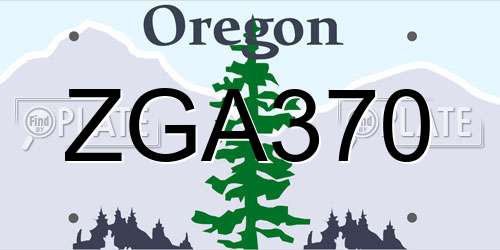 ZGA370 Oregon License Plate