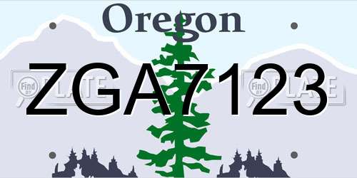 ZGA7123 Oregon License Plate