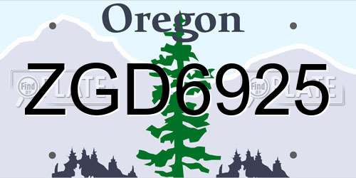 ZGD6925 Oregon License Plate