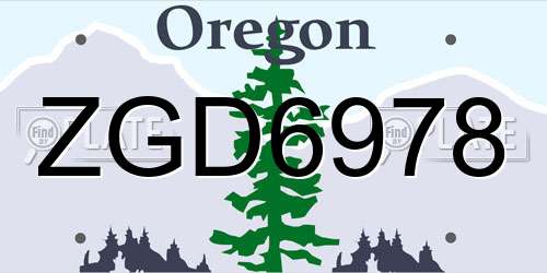 ZGD6978 Oregon License Plate
