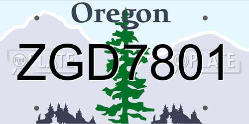 ZGD7801 Oregon License Plate
