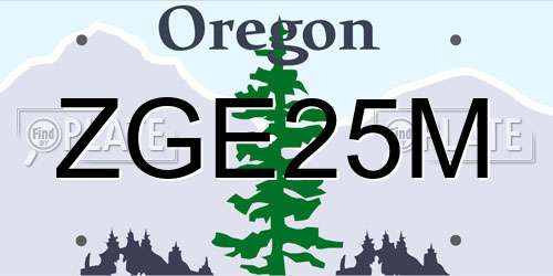 ZGE25M Oregon License Plate