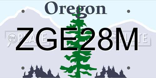 ZGE28M Oregon License Plate