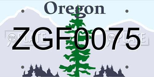 ZGF0075 Oregon License Plate
