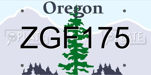 ZGF175 Oregon License Plate