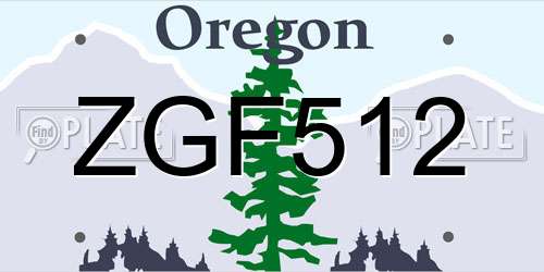 ZGF512 Oregon License Plate