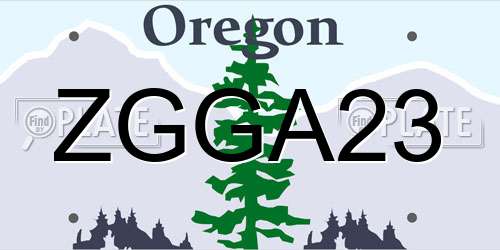 ZGGA23 Oregon License Plate