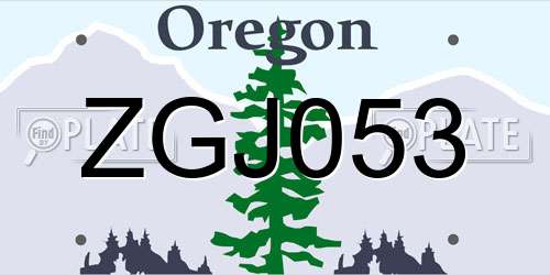 ZGJ053 Oregon License Plate