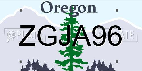 ZGJA96 Oregon License Plate