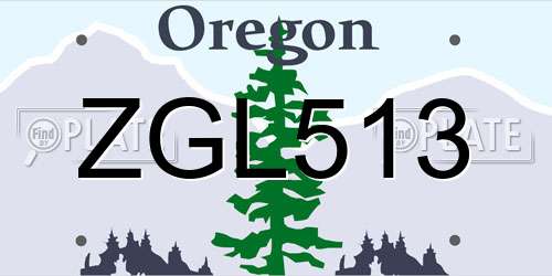 ZGL513 Oregon License Plate