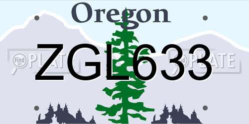 ZGL633 Oregon License Plate
