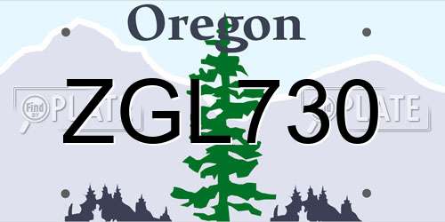 ZGL730 Oregon License Plate