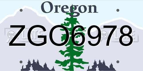 ZGO6978 Oregon License Plate