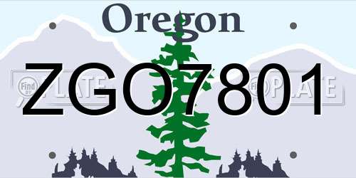 ZGO7801 Oregon License Plate