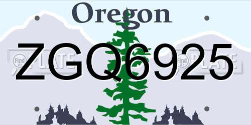 ZGQ6925 Oregon License Plate