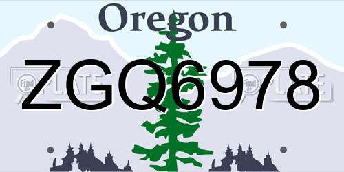 ZGQ6978 Oregon License Plate
