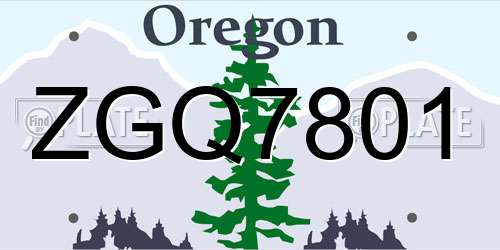 ZGQ7801 Oregon License Plate