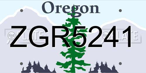 ZGR5241 Oregon License Plate