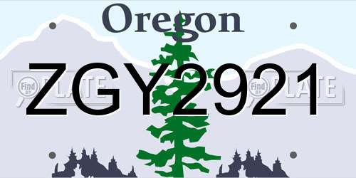 ZGY2921 Oregon License Plate