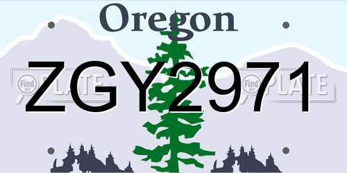 ZGY2971 Oregon License Plate
