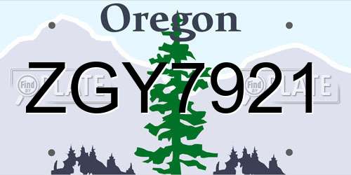 ZGY7921 Oregon License Plate