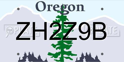ZH2Z9B Oregon License Plate