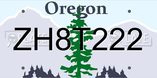 ZH8T222 Oregon License Plate