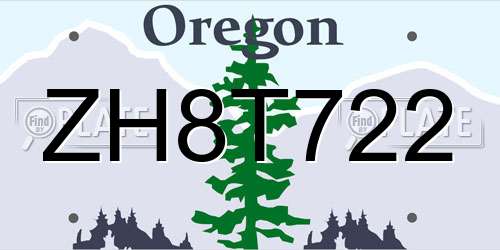 ZH8T722 Oregon License Plate