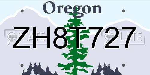 ZH8T727 Oregon License Plate