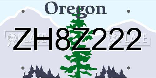 ZH8Z222 Oregon License Plate