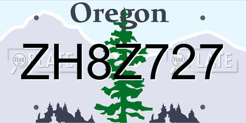 ZH8Z727 Oregon License Plate